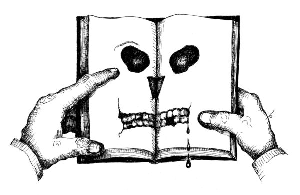 Bogen og Døden (2024). Illustration till "Sju dikter" (Simon K. Jensen). Digtene kan hentes her: simonjensen.com/texts/#poetry