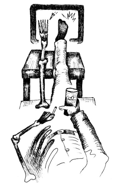 Sofaen (2024). Illustration till "Sju dikter" (Simon K. Jensen). Digtene kan hentes her: simonjensen.com/texts/#poetry